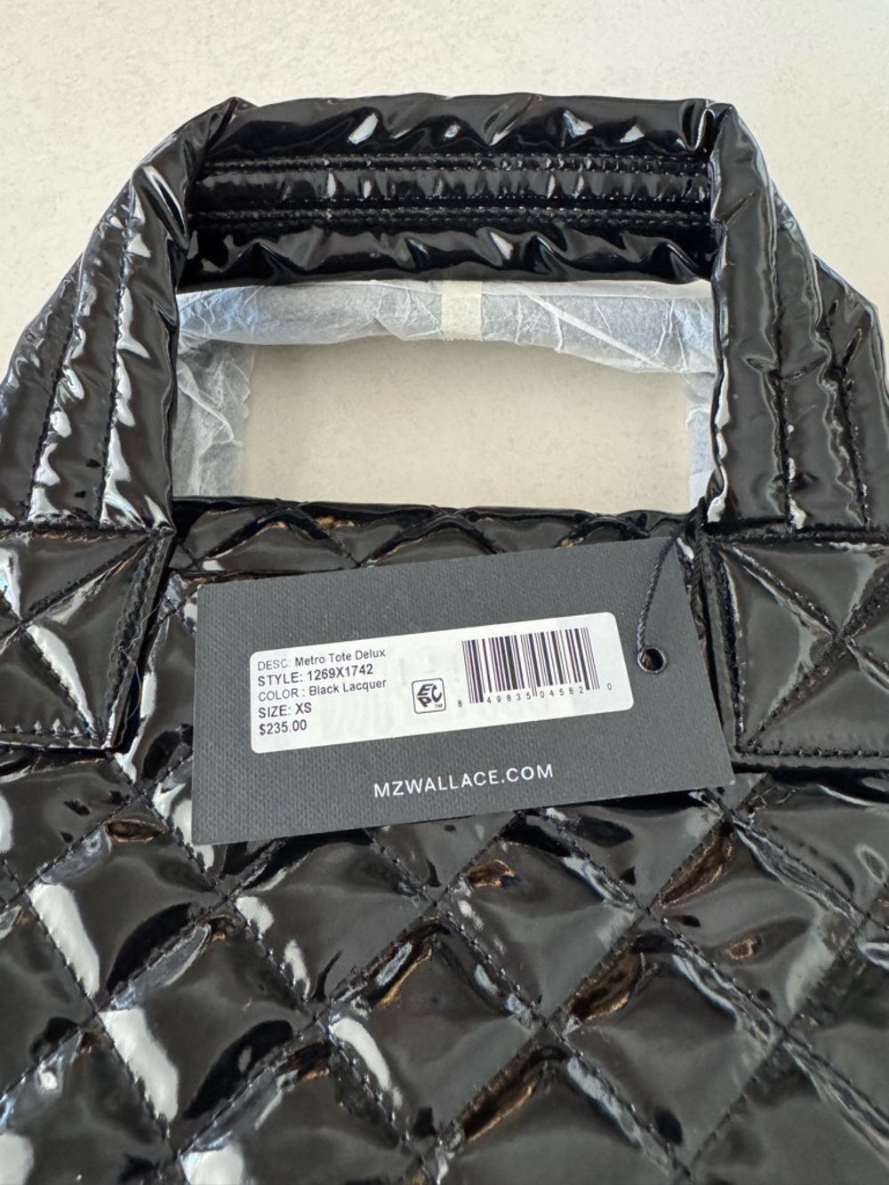 NWT MZ Wallace Mini Metro Tote Deluxe, Black Lacquer
